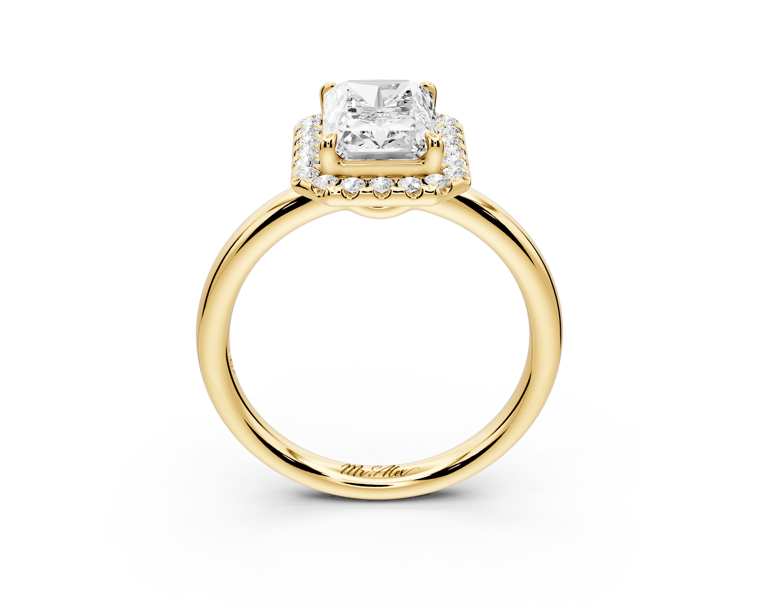 Eliana - 2ct 18k yellow gold radiant diamond with halo engagement ring - Mr. Alex Jewelry