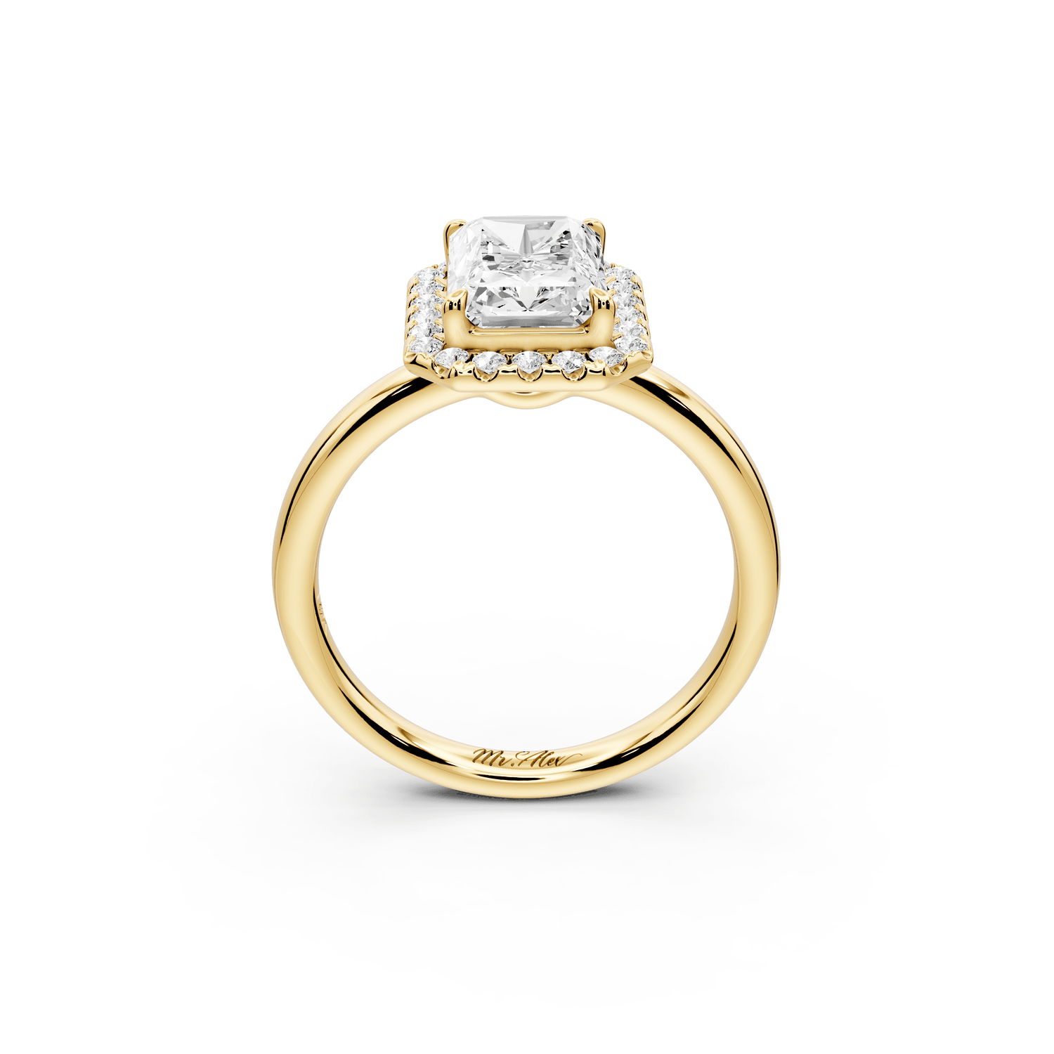 Eliana - 2ct 18k yellow gold radiant diamond with halo engagement ring - Mr. Alex Jewelry