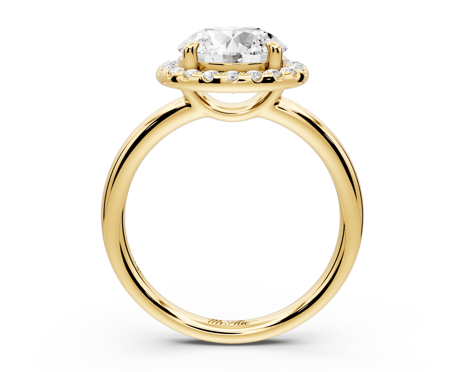 Eliana - 2ct 18k yellow gold round diamond with halo engagmennt ring - Mr. Alex Jewelry