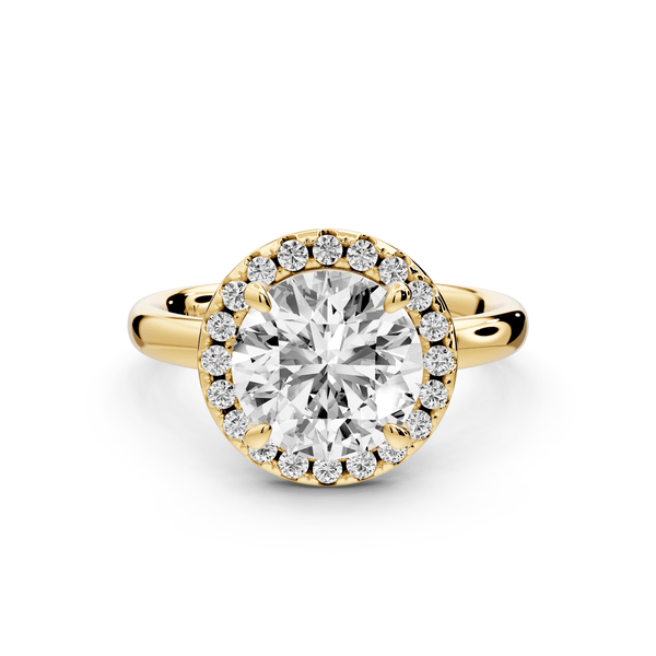 Eliana - 2ct 18k yellow gold round diamond with halo engagmennt ring - Mr. Alex Jewelry