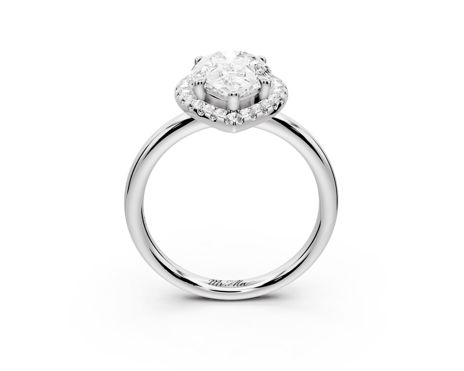 Eliana - 2ct platinum pear diamond with halo engagmennt ring - Mr. Alex Jewelry