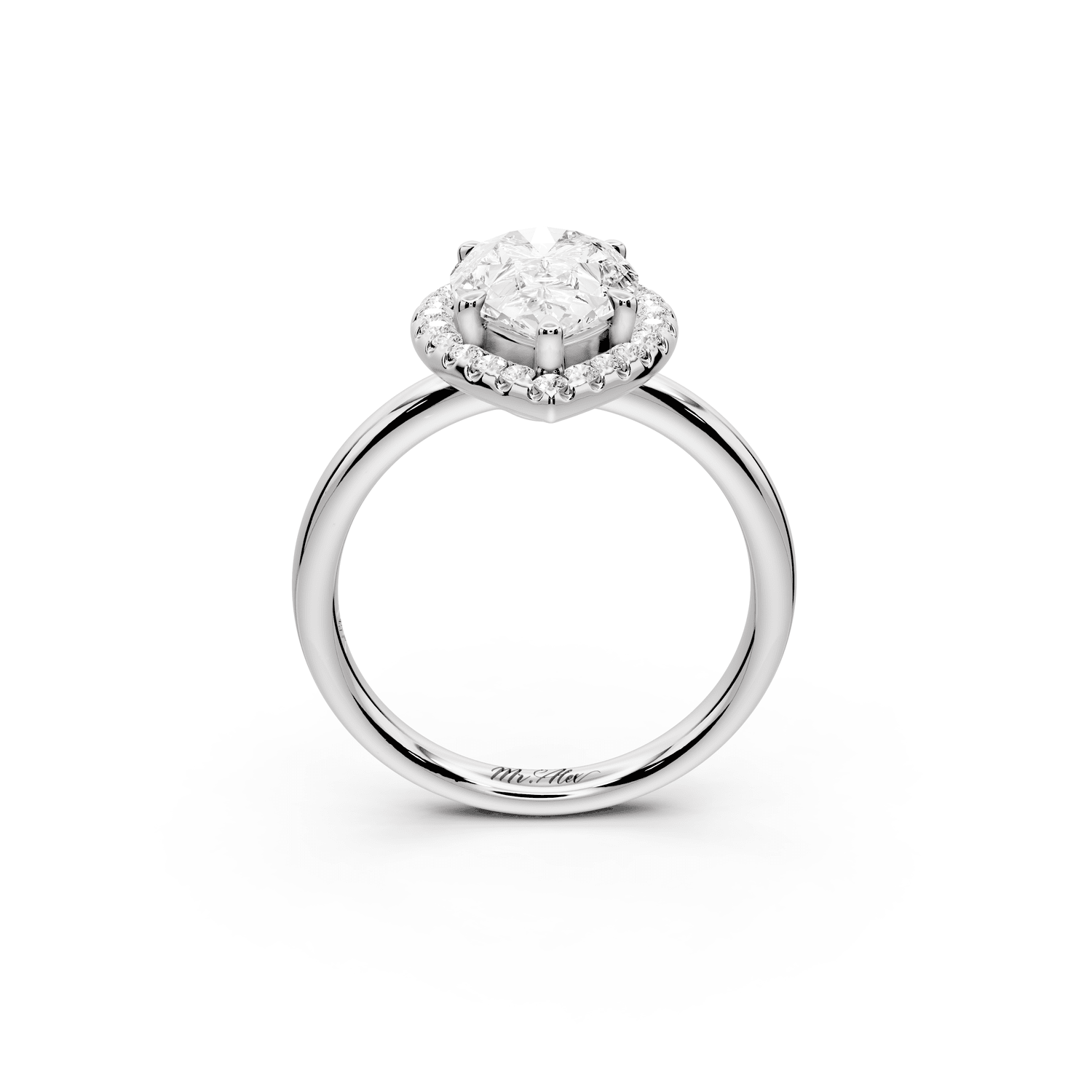 Eliana - 2ct platinum pear diamond with halo engagmennt ring - Mr. Alex Jewelry