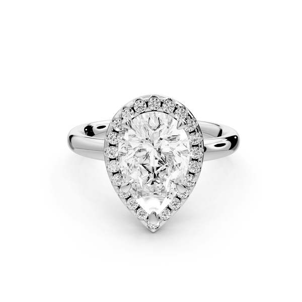 Eliana - 2ct platinum pear diamond with halo engagmennt ring - Mr. Alex Jewelry