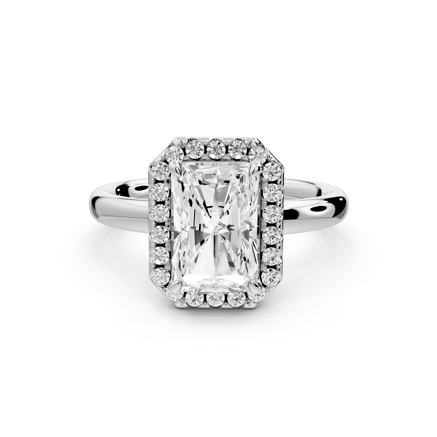 Eliana - 2ct platinum radiant diamond with halo engagement ring - Mr. Alex Jewelry