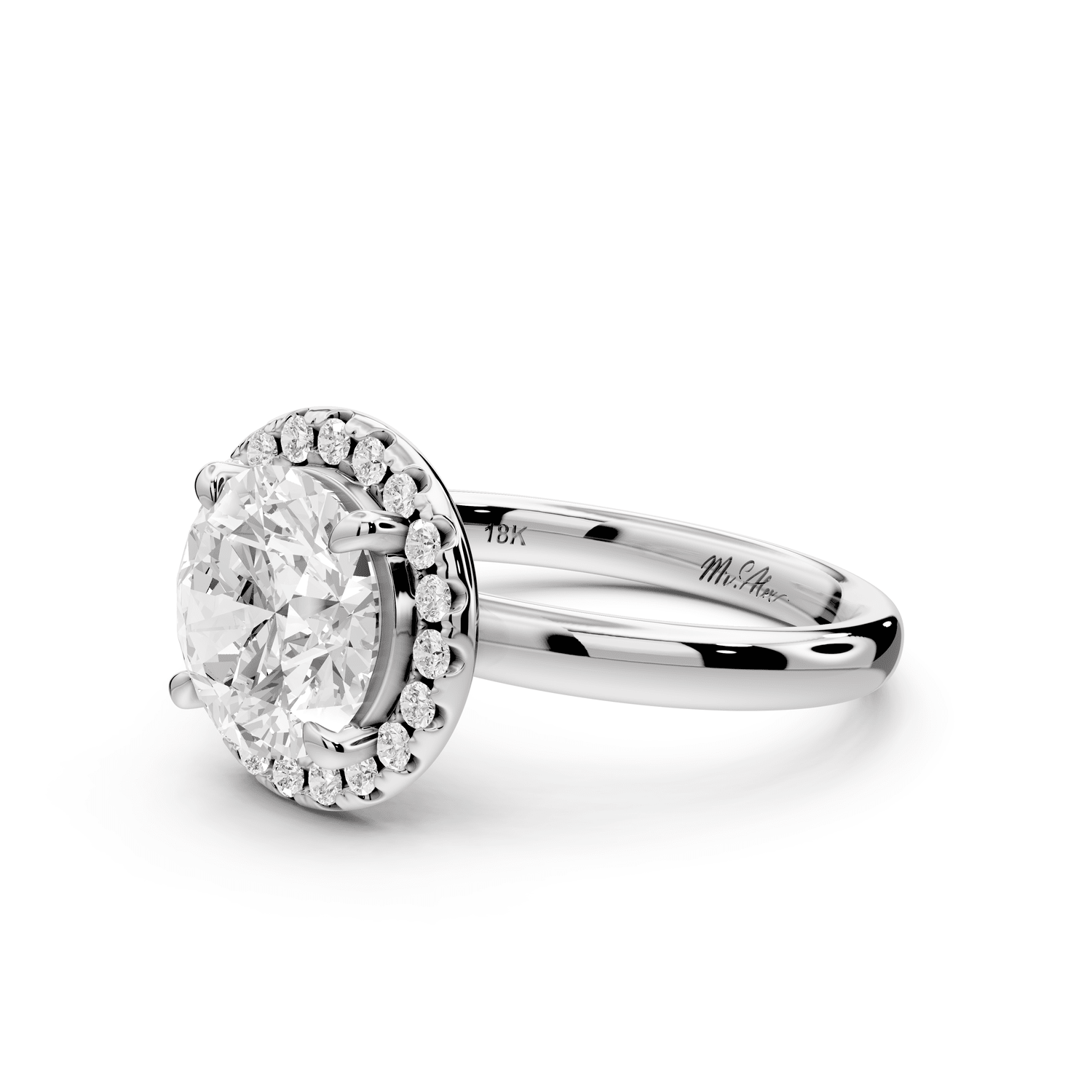 Eliana - 2ct platinum round diamond with halo engagmennt ring - Mr. Alex Jewelry