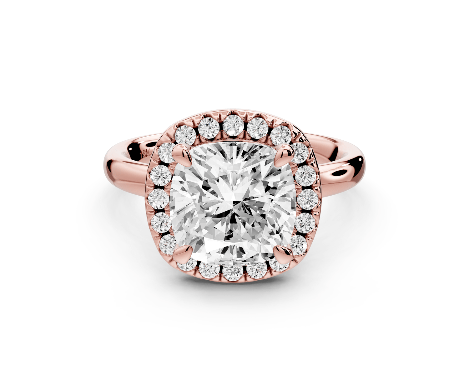 Eliana - 3ct 14k rose gold cushion diamond with halo engagement ring - Mr. Alex Jewelry