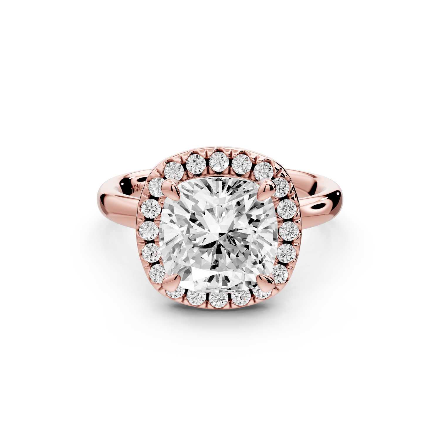 Eliana - 3ct 14k rose gold cushion diamond with halo engagement ring - Mr. Alex Jewelry