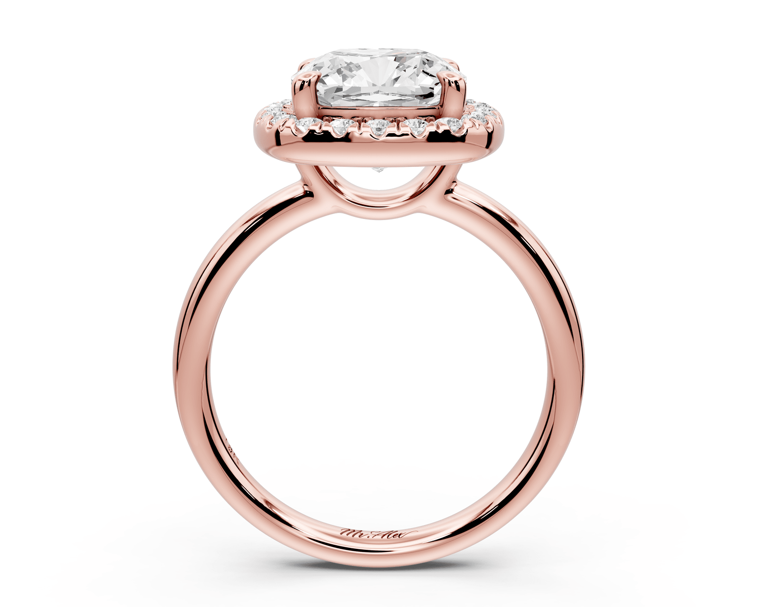 Eliana - 3ct 14k rose gold cushion diamond with halo engagement ring - Mr. Alex Jewelry