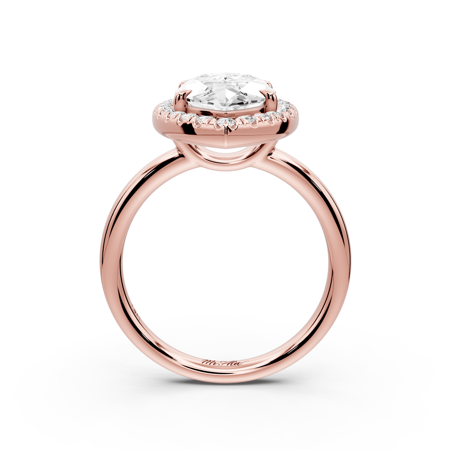 Eliana - 3ct 14k rose gold marquise diamond with halo engagement ring - Mr. Alex Jewelry