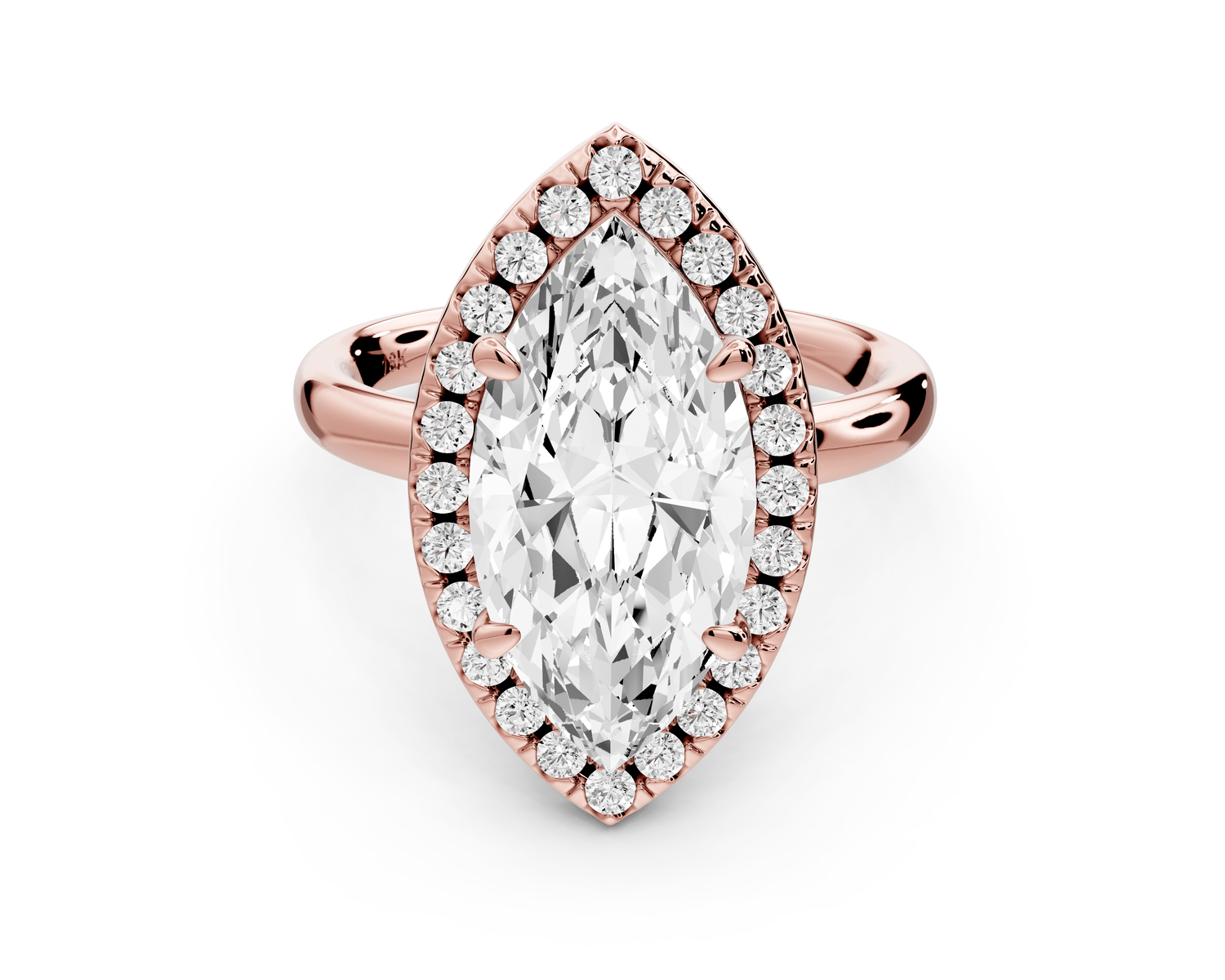 Eliana - 3ct 14k rose gold marquise diamond with halo engagement ring - Mr. Alex Jewelry