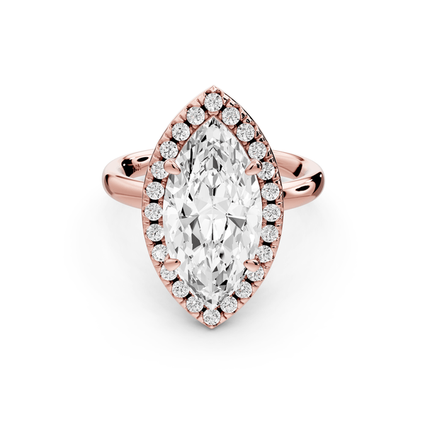 Eliana - 3ct 14k rose gold marquise diamond with halo engagement ring - Mr. Alex Jewelry