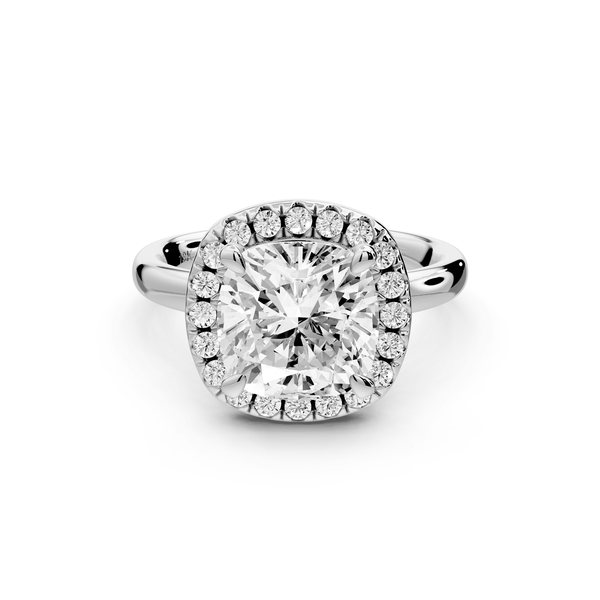 Eliana - 3ct 14k white gold cushion diamond with halo engagement ring - Mr. Alex Jewelry