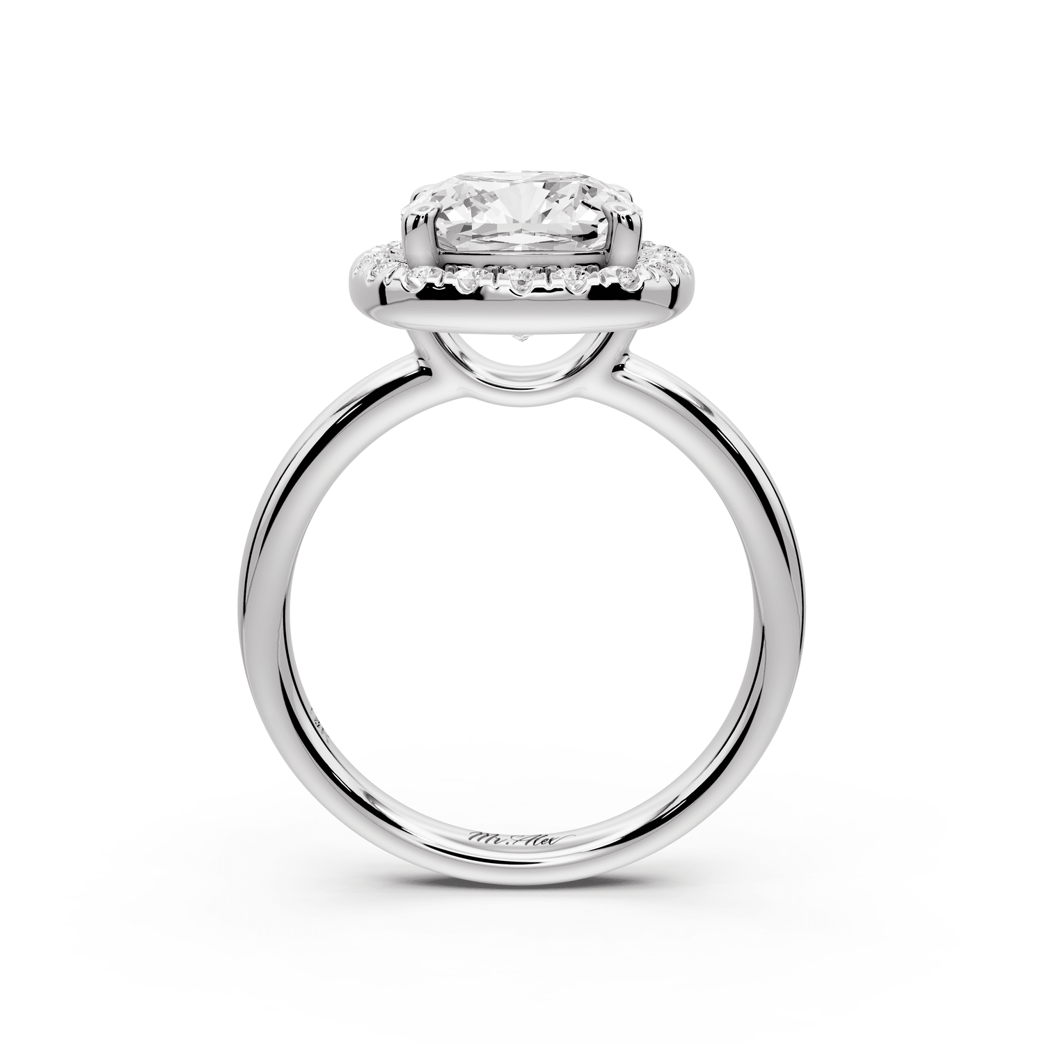 Eliana - 3ct 14k white gold cushion diamond with halo engagement ring - Mr. Alex Jewelry