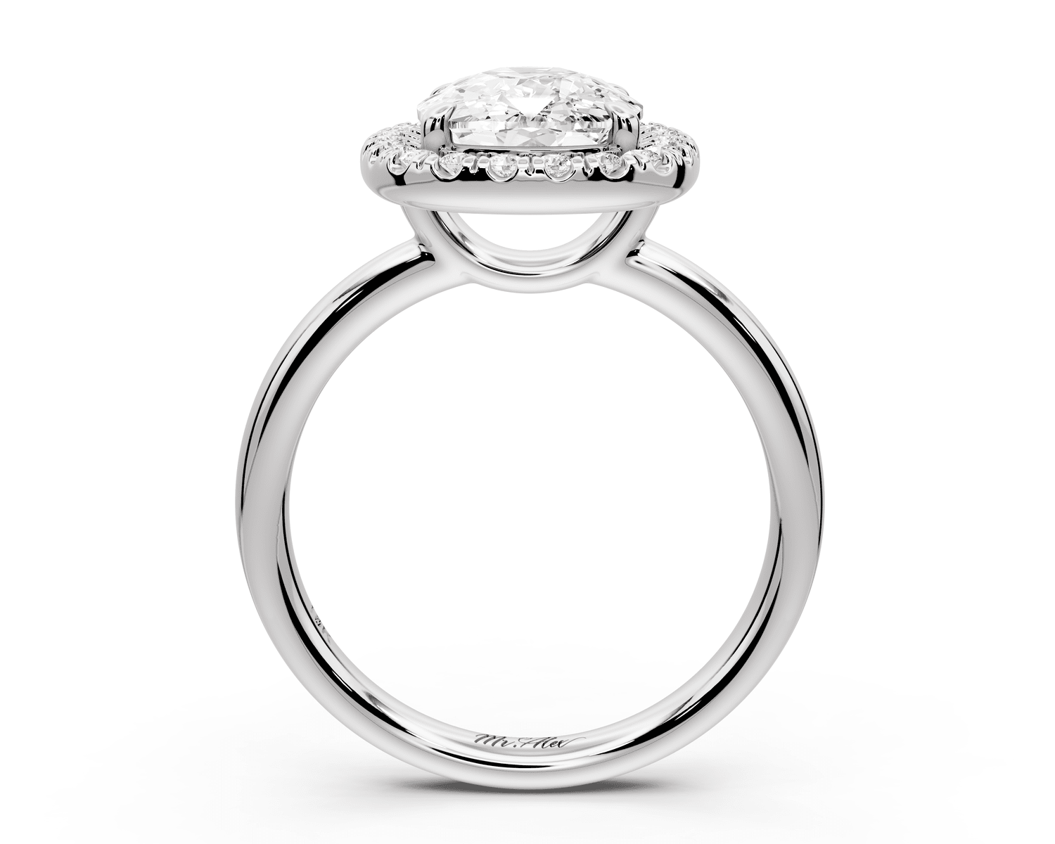 Eliana - 3ct 14k white gold ecushion diamond with halo engagement ring - Mr. Alex Jewelry