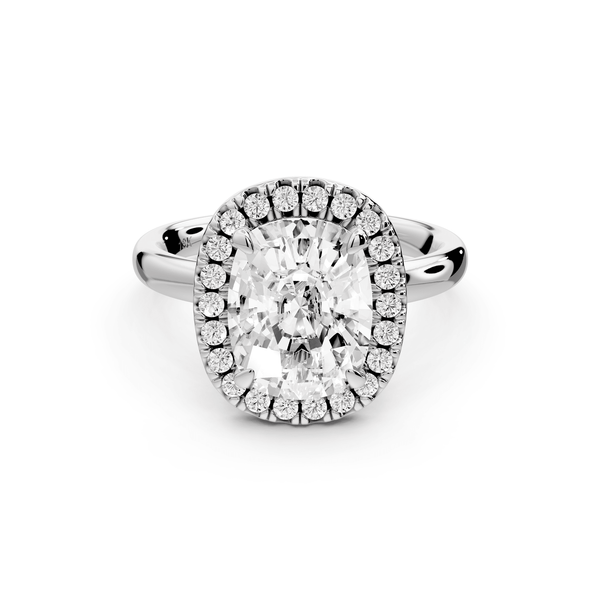 Eliana - 3ct 14k white gold ecushion diamond with halo engagement ring - Mr. Alex Jewelry