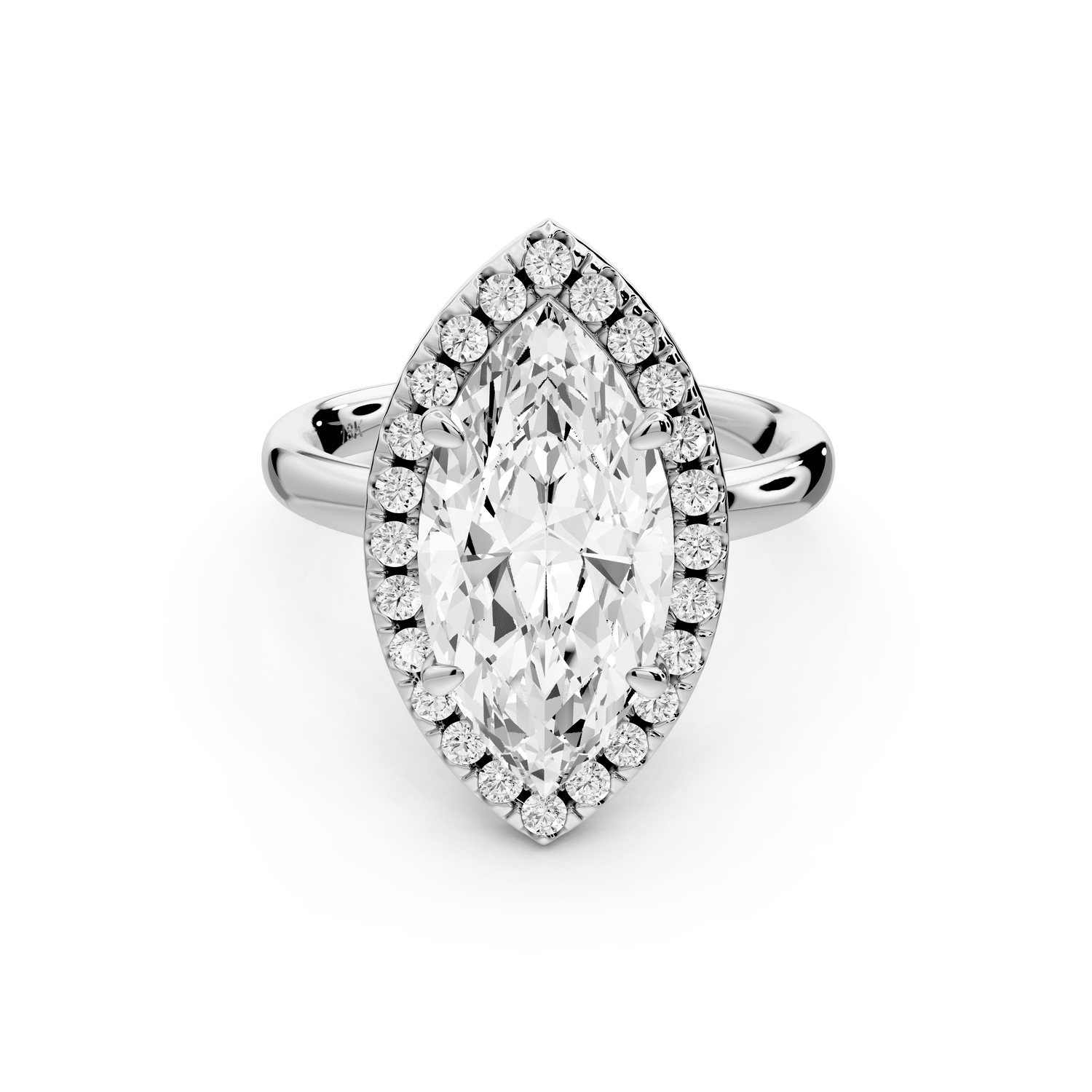 Eliana - 3ct 14k white gold marquise diamond with halo engagement ring - Mr. Alex Jewelry