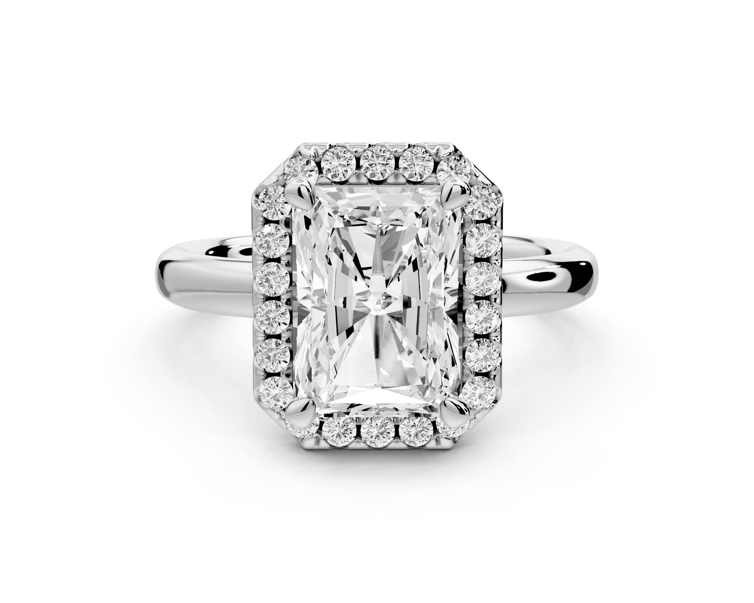 Eliana - 3ct 14k white gold radiant diamond with halo engagement ring - Mr. Alex Jewelry