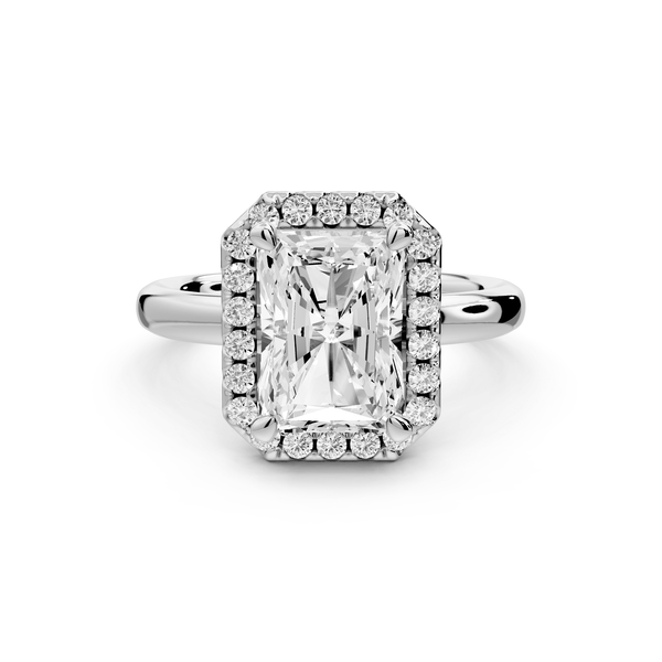 Eliana - 3ct 14k white gold radiant diamond with halo engagement ring - Mr. Alex Jewelry