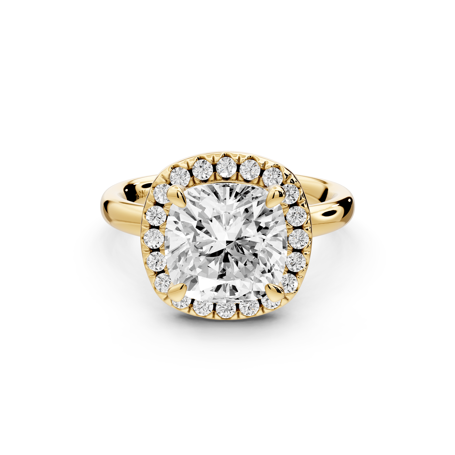 Eliana - 3ct 14k yellow gold cushion diamond with halo engagement ring - Mr. Alex Jewelry