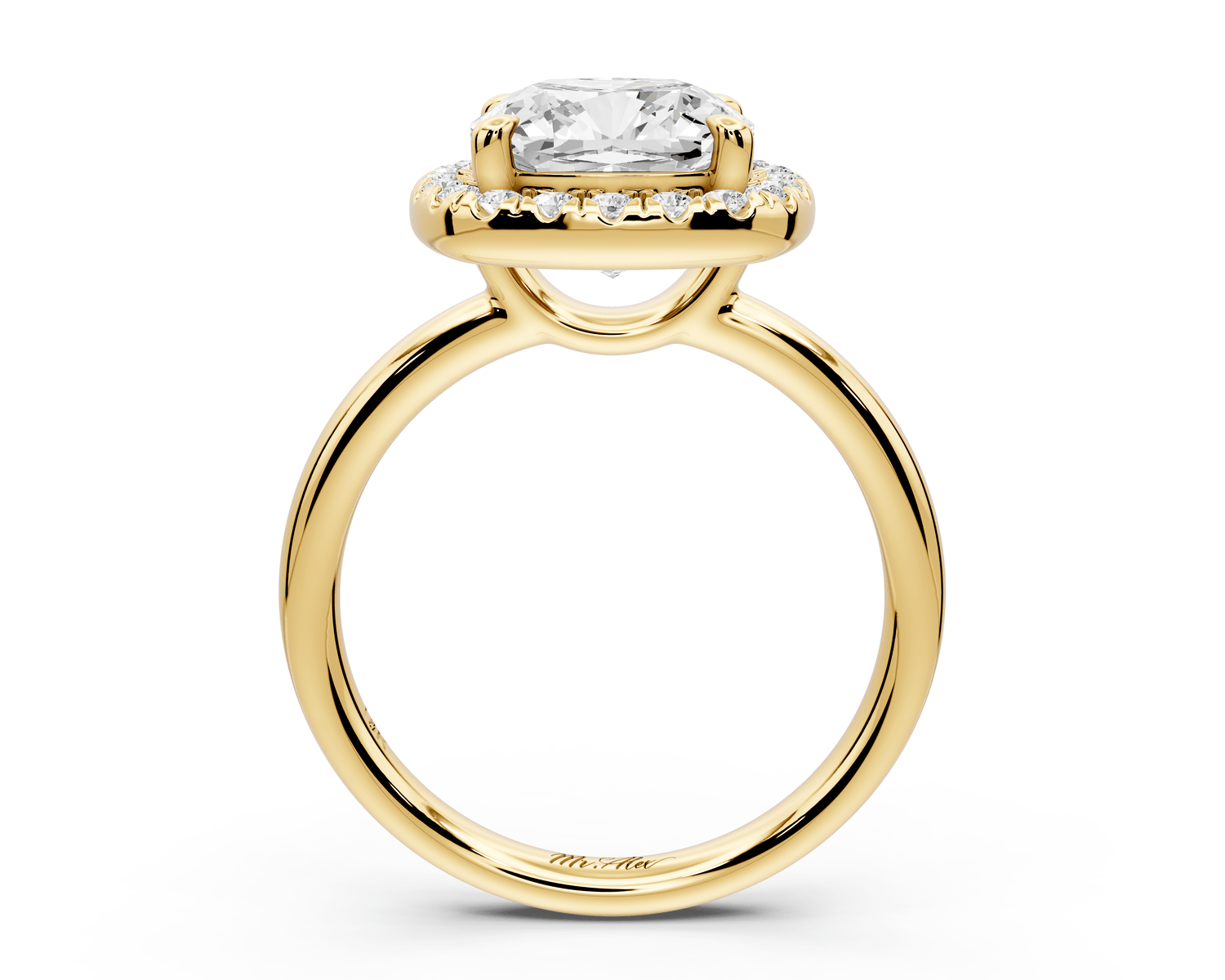Eliana - 3ct 14k yellow gold cushion diamond with halo engagement ring - Mr. Alex Jewelry