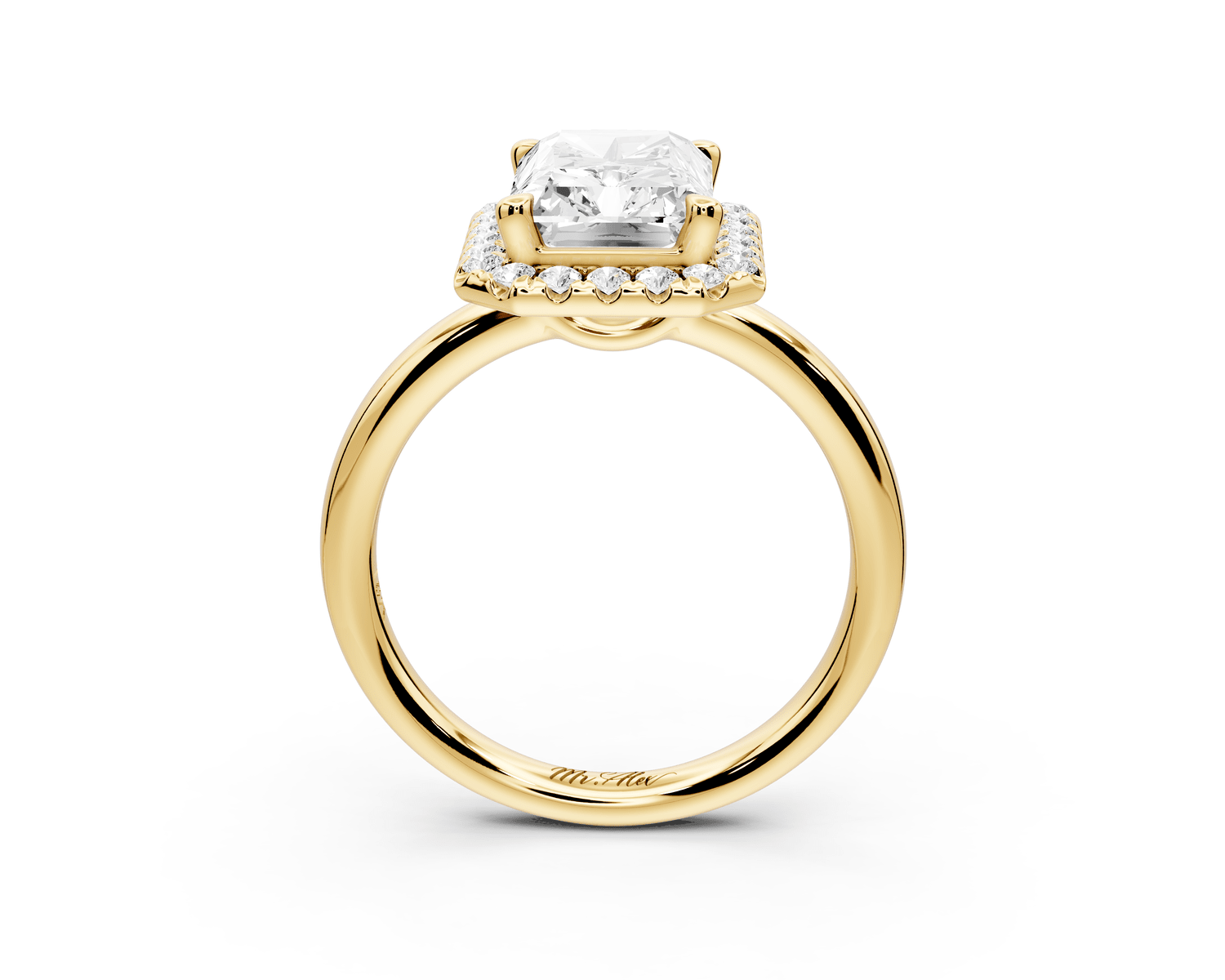 Eliana - 3ct 14k yellow gold radiant diamond with halo engagement ring - Mr. Alex Jewelry