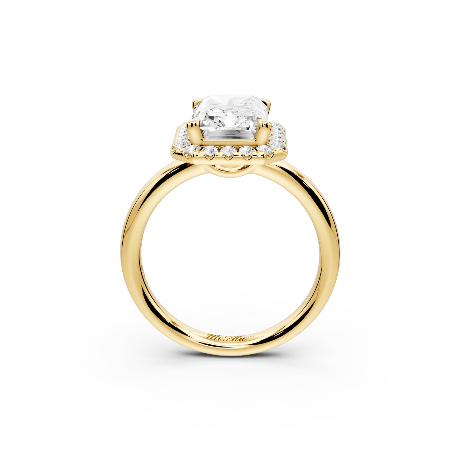 Eliana - 3ct 14k yellow gold radiant diamond with halo engagement ring - Mr. Alex Jewelry