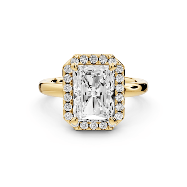 Eliana - 3ct 14k yellow gold radiant diamond with halo engagement ring - Mr. Alex Jewelry