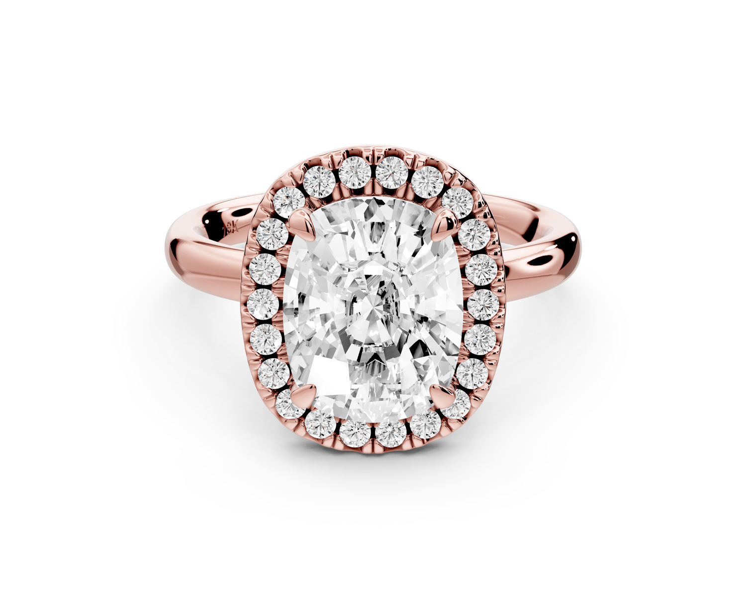 Eliana - 3ct 18k rose gold ecushion diamond with halo engagement ring - Mr. Alex Jewelry