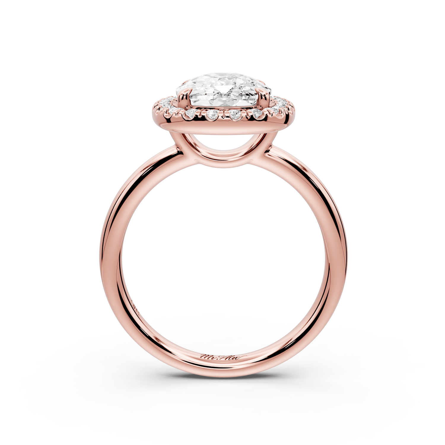 Eliana - 3ct 18k rose gold ecushion diamond with halo engagement ring - Mr. Alex Jewelry