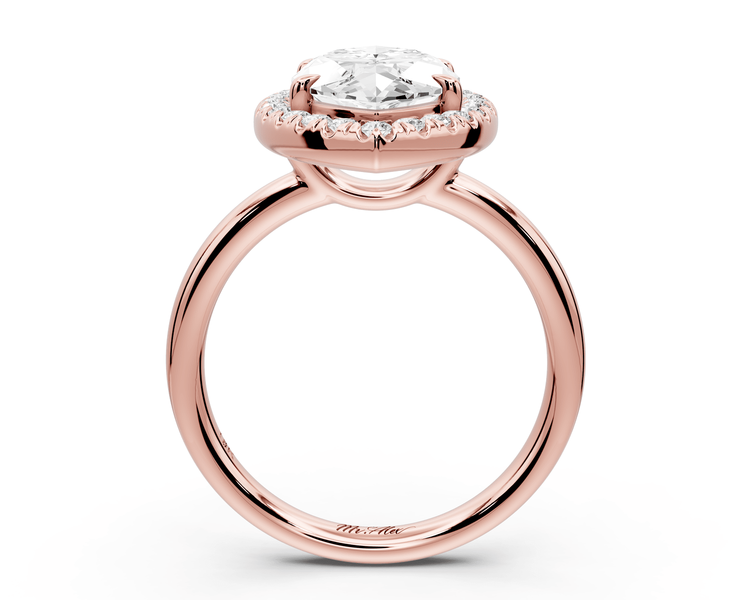 Eliana - 3ct 18k rose gold marquise diamond with halo engagement ring - Mr. Alex Jewelry