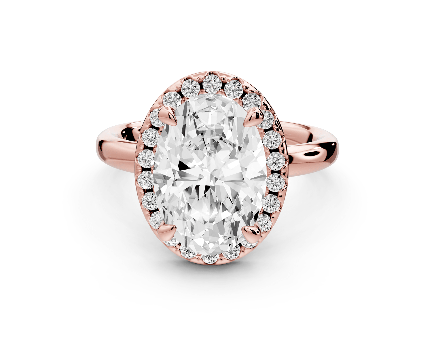 Eliana - 3ct 18k rose gold oval diamond with halo engagmennt ring - Mr. Alex Jewelry