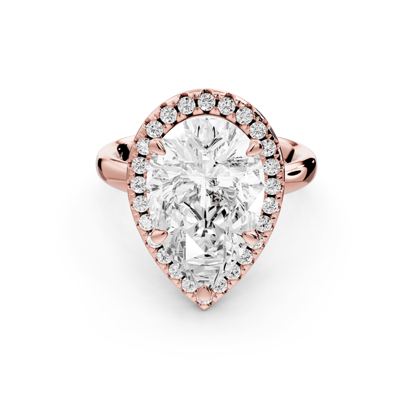 Eliana - 3ct 18k rose gold pear diamond with halo engagmennt ring - Mr. Alex Jewelry