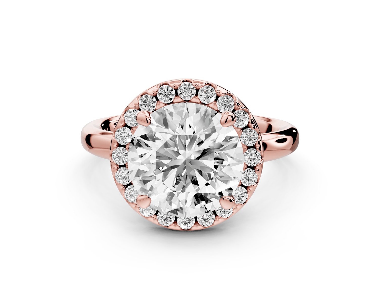 Eliana - 3ct 18k rose gold round diamond with halo engagmennt ring - Mr. Alex Jewelry
