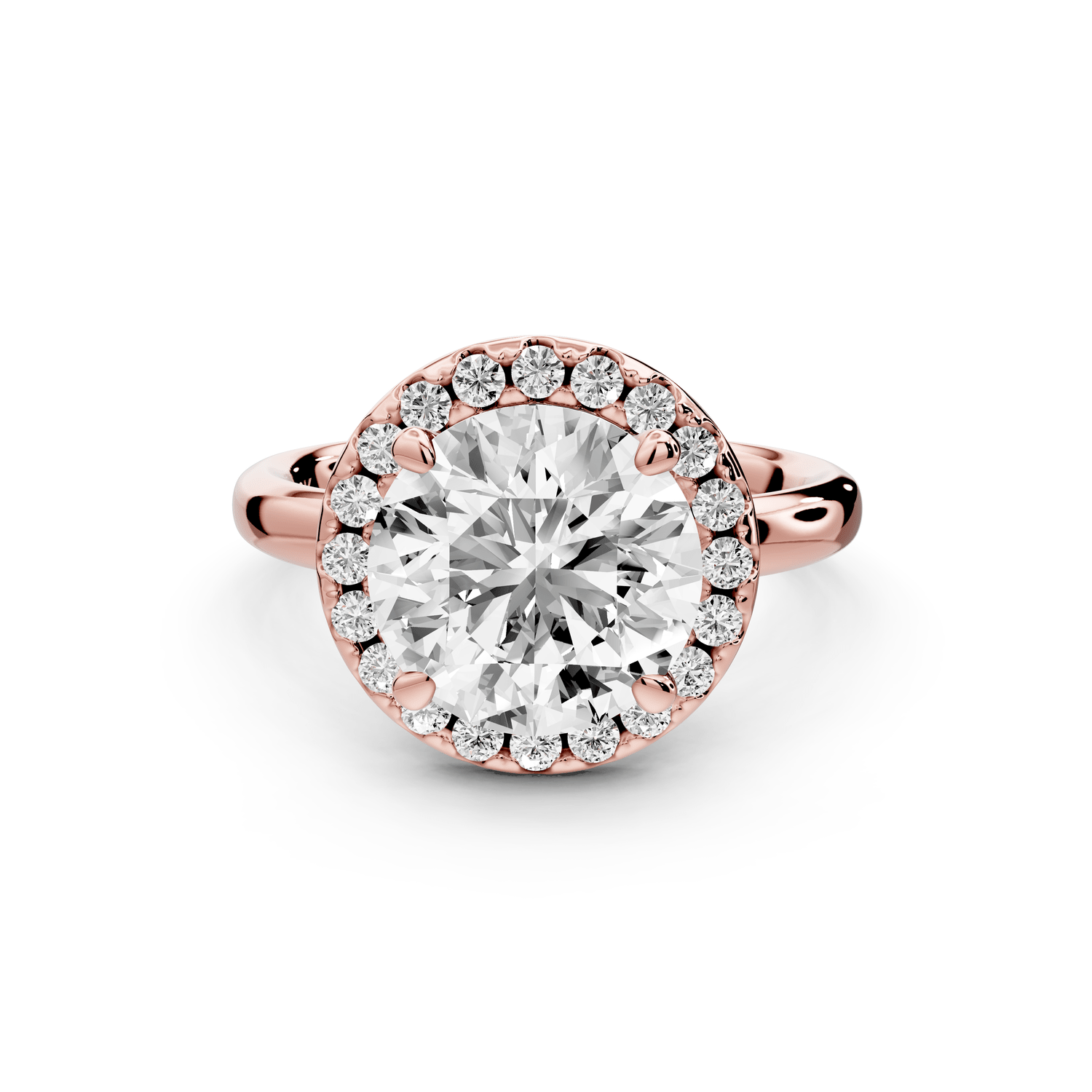 Eliana - 3ct 18k rose gold round diamond with halo engagmennt ring - Mr. Alex Jewelry