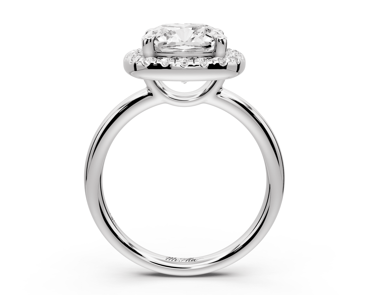 Eliana - 3ct 18k white gold cushion diamond with halo engagement ring - Mr. Alex Jewelry