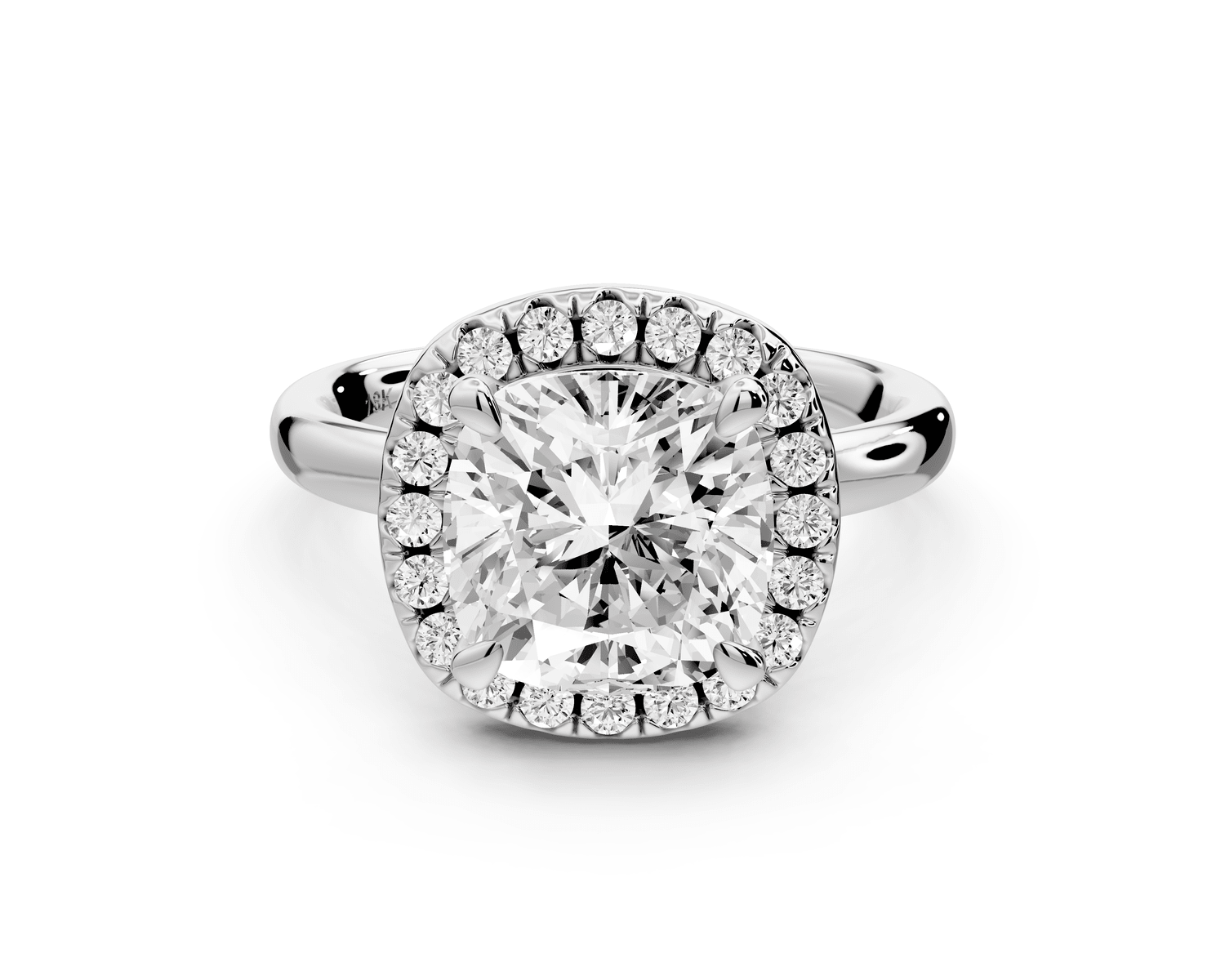 Eliana - 3ct 18k white gold cushion diamond with halo engagement ring - Mr. Alex Jewelry