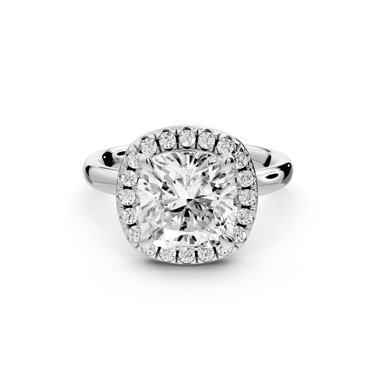 Eliana - 3ct 18k white gold cushion diamond with halo engagement ring - Mr. Alex Jewelry