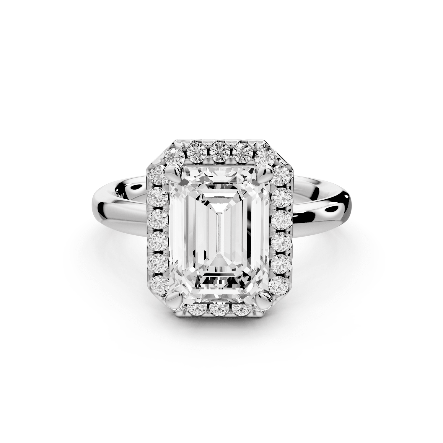 Eliana - 3ct 18k white gold emerald diamond with halo engagmennt ring - Mr. Alex Jewelry