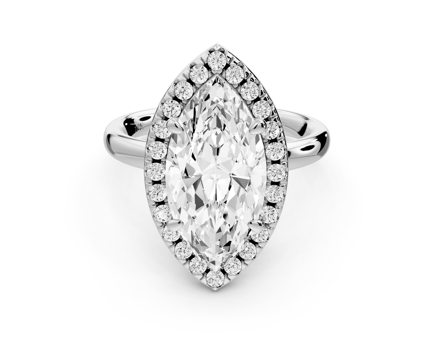 Eliana - 3ct 18k white gold marquise diamond with halo engagement ring - Mr. Alex Jewelry