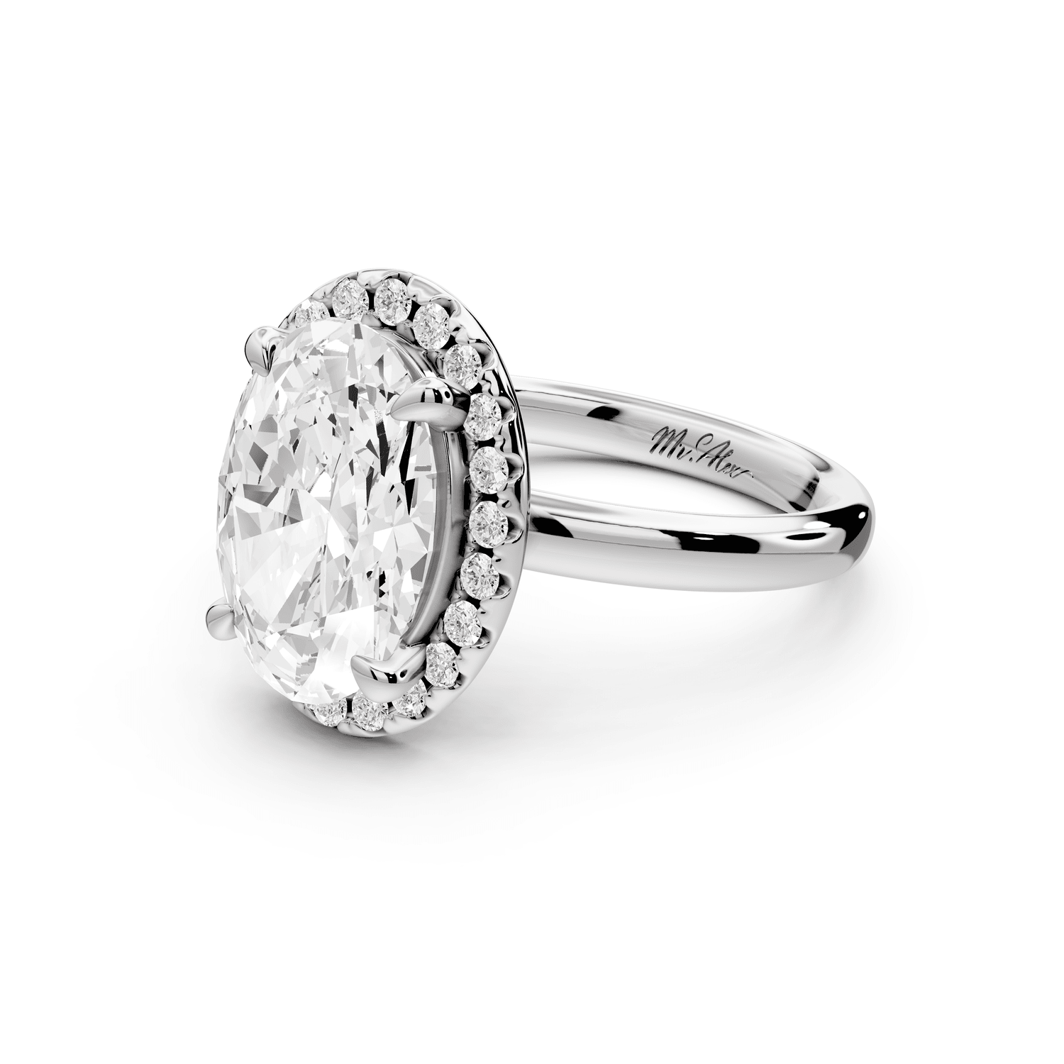 Eliana - 3ct 18k white gold oval diamond with halo engagmennt ring - Mr. Alex Jewelry