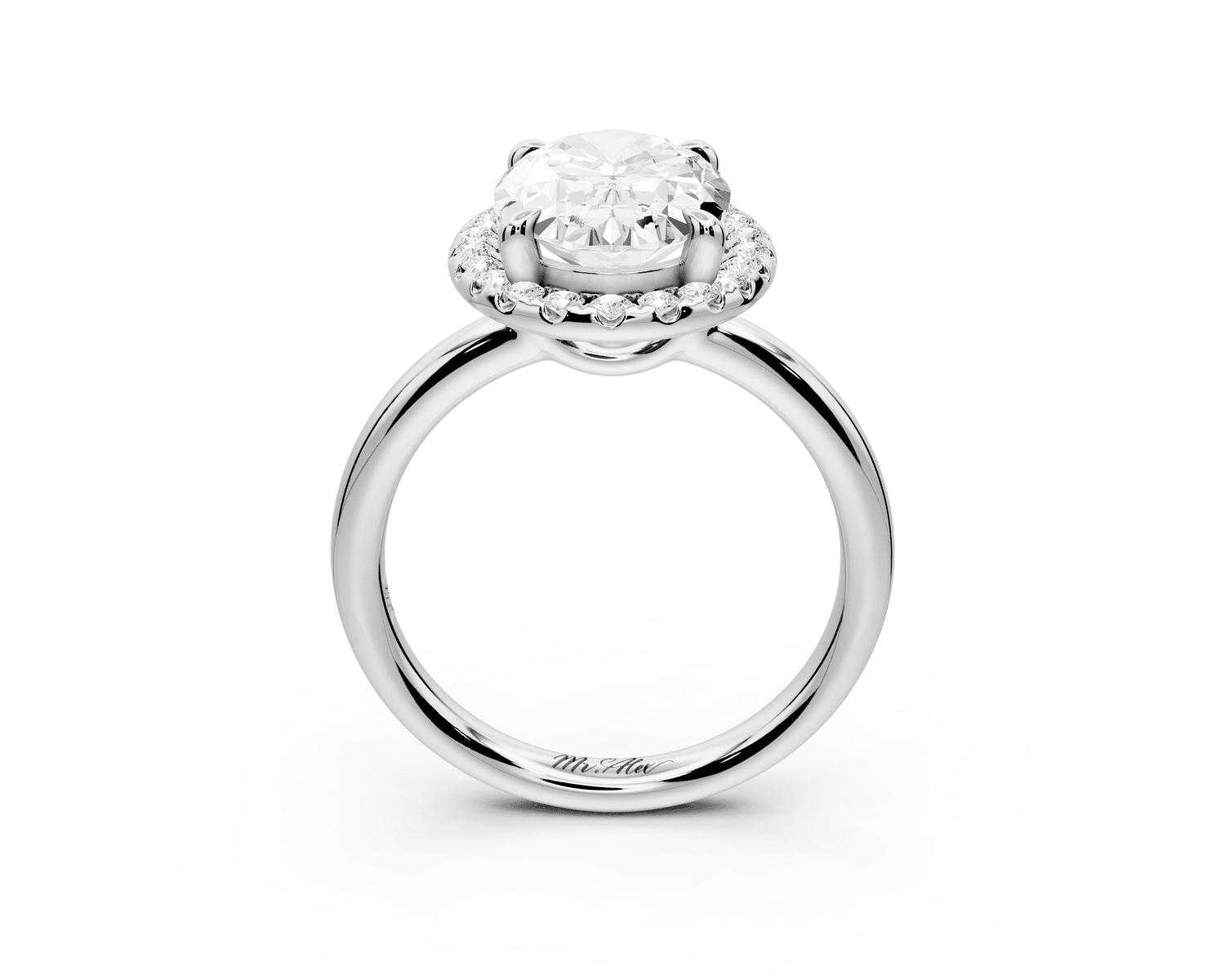 Eliana - 3ct 18k white gold oval diamond with halo engagmennt ring - Mr. Alex Jewelry