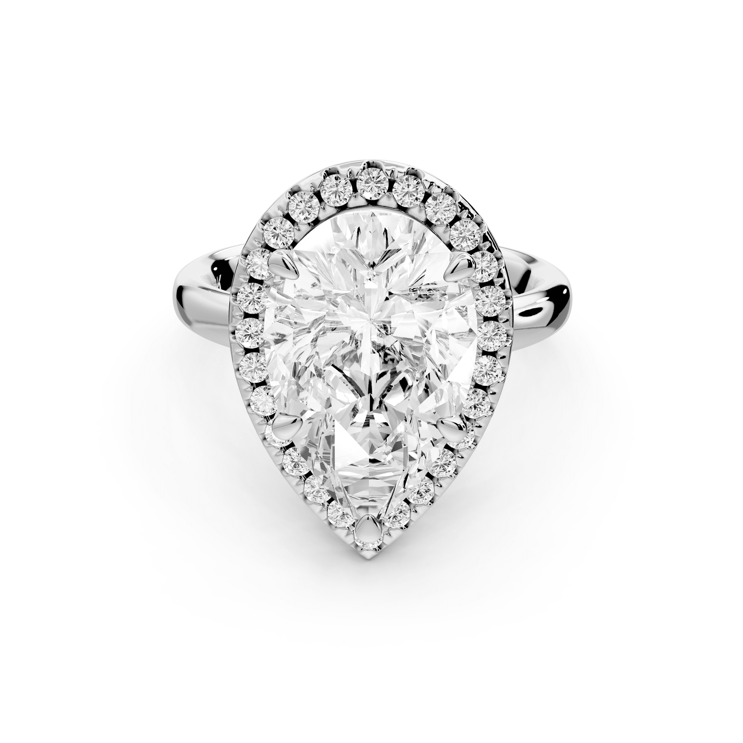 Eliana - 3ct 18k white gold pear diamond with halo engagmennt ring - Mr. Alex Jewelry