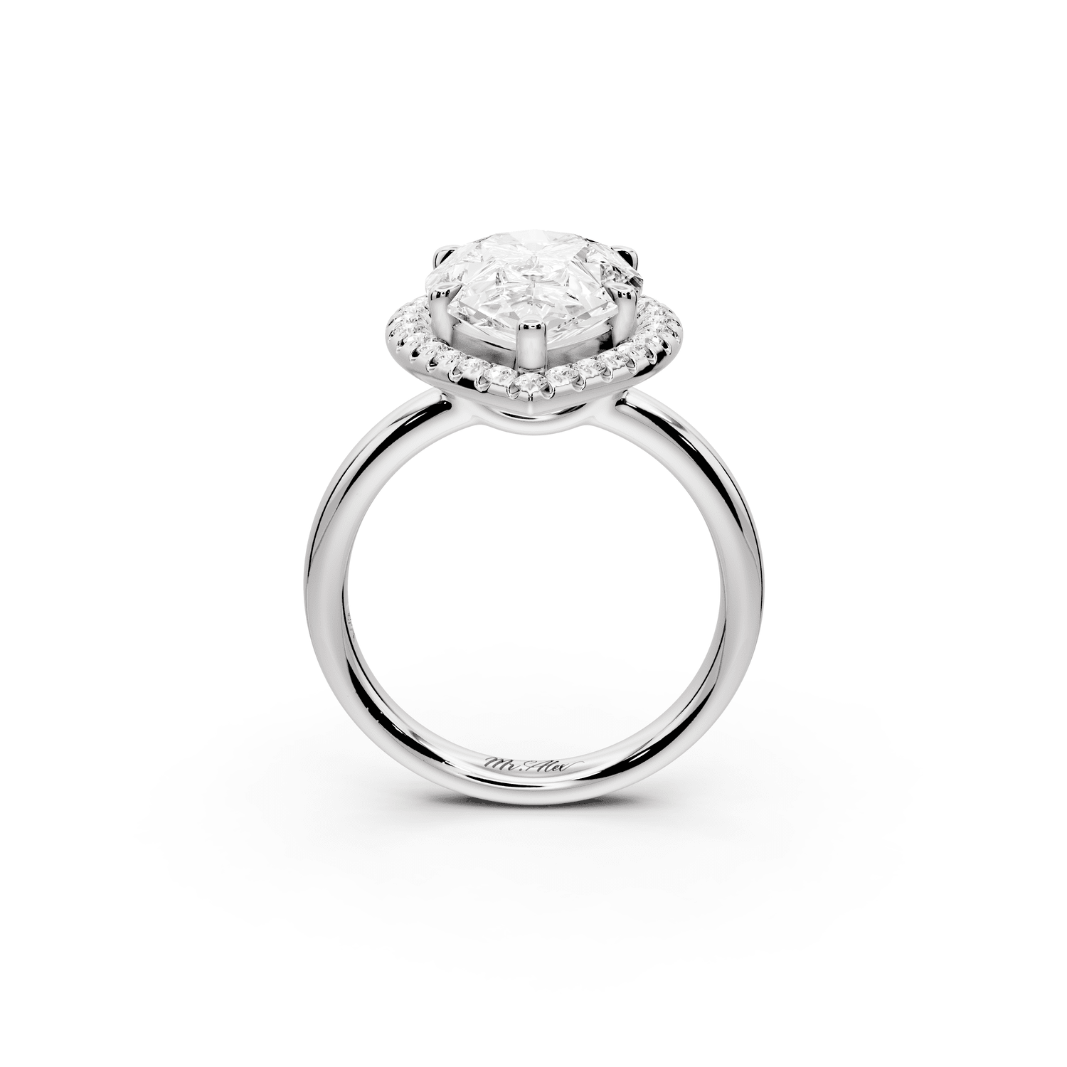 Eliana - 3ct 18k white gold pear diamond with halo engagmennt ring - Mr. Alex Jewelry