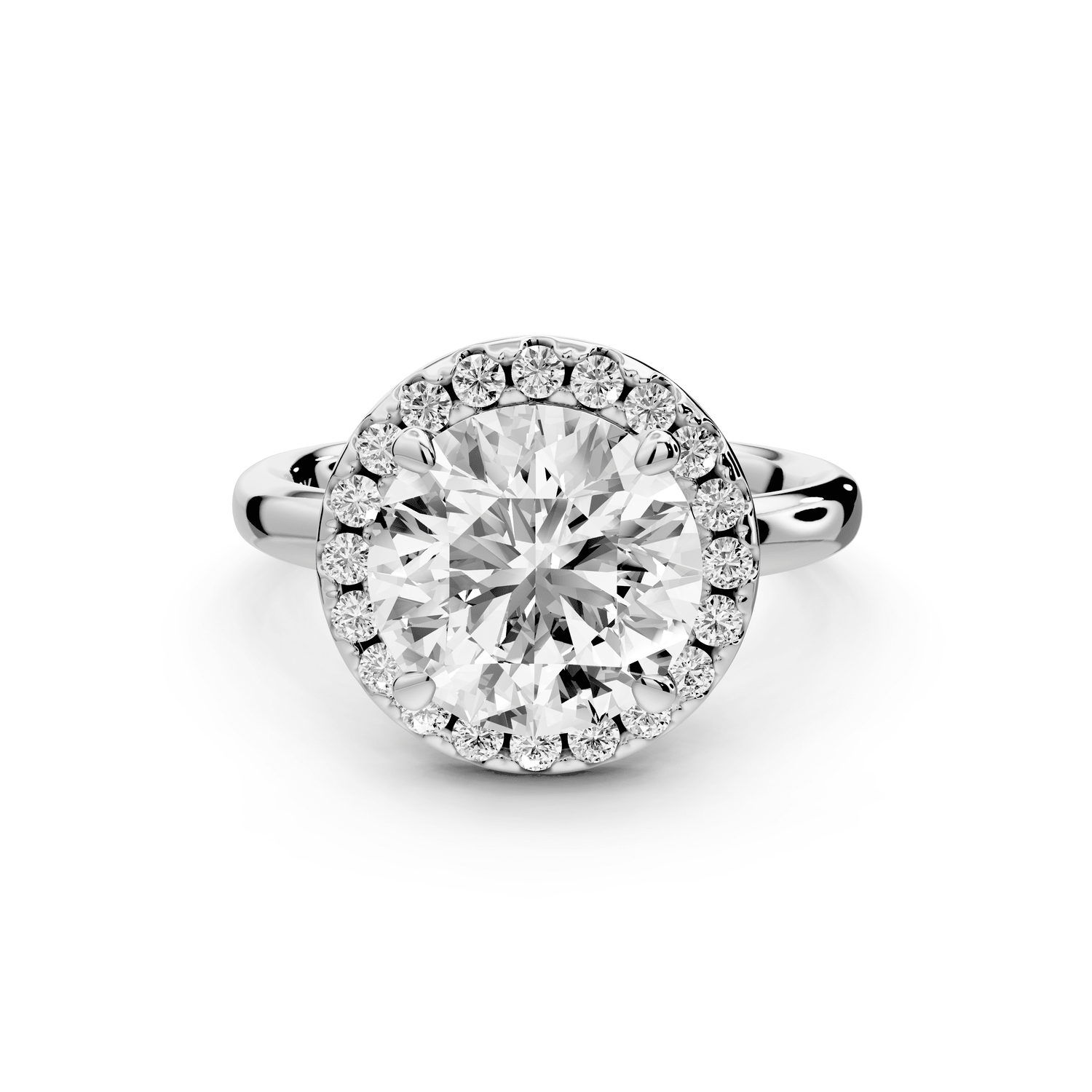Eliana - 3ct 18k white gold round diamond with halo engagmennt ring - Mr. Alex Jewelry