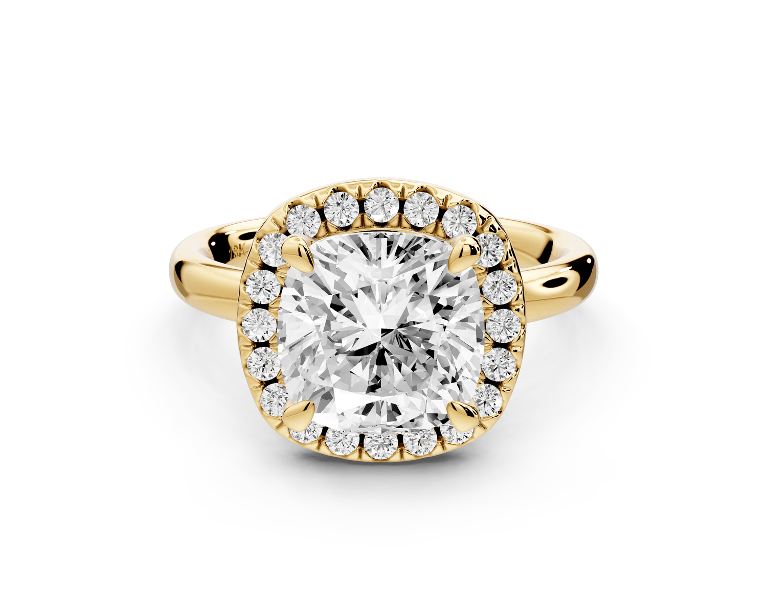 Eliana - 3ct 18k yellow gold cushion diamond with halo engagement ring - Mr. Alex Jewelry