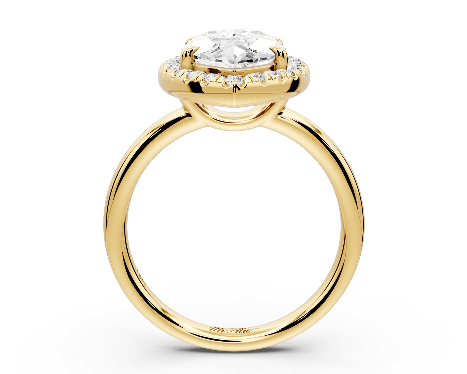 Eliana - 3ct 18k yellow gold marquise diamond with halo engagement ring - Mr. Alex Jewelry