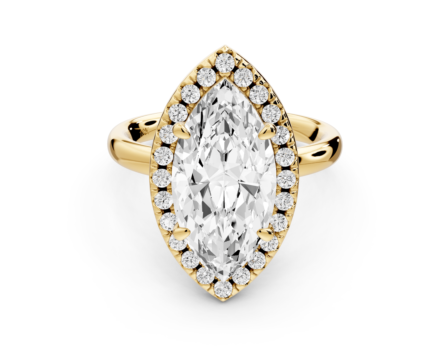 Eliana - 3ct 18k yellow gold marquise diamond with halo engagement ring - Mr. Alex Jewelry