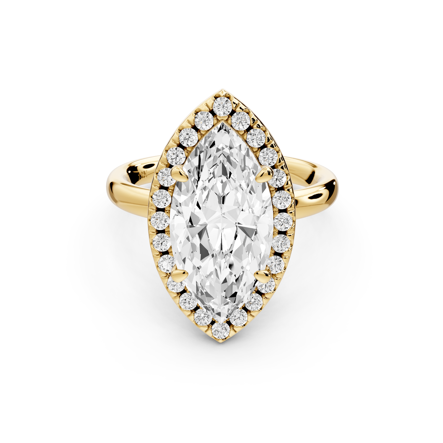 Eliana - 3ct 18k yellow gold marquise diamond with halo engagement ring - Mr. Alex Jewelry