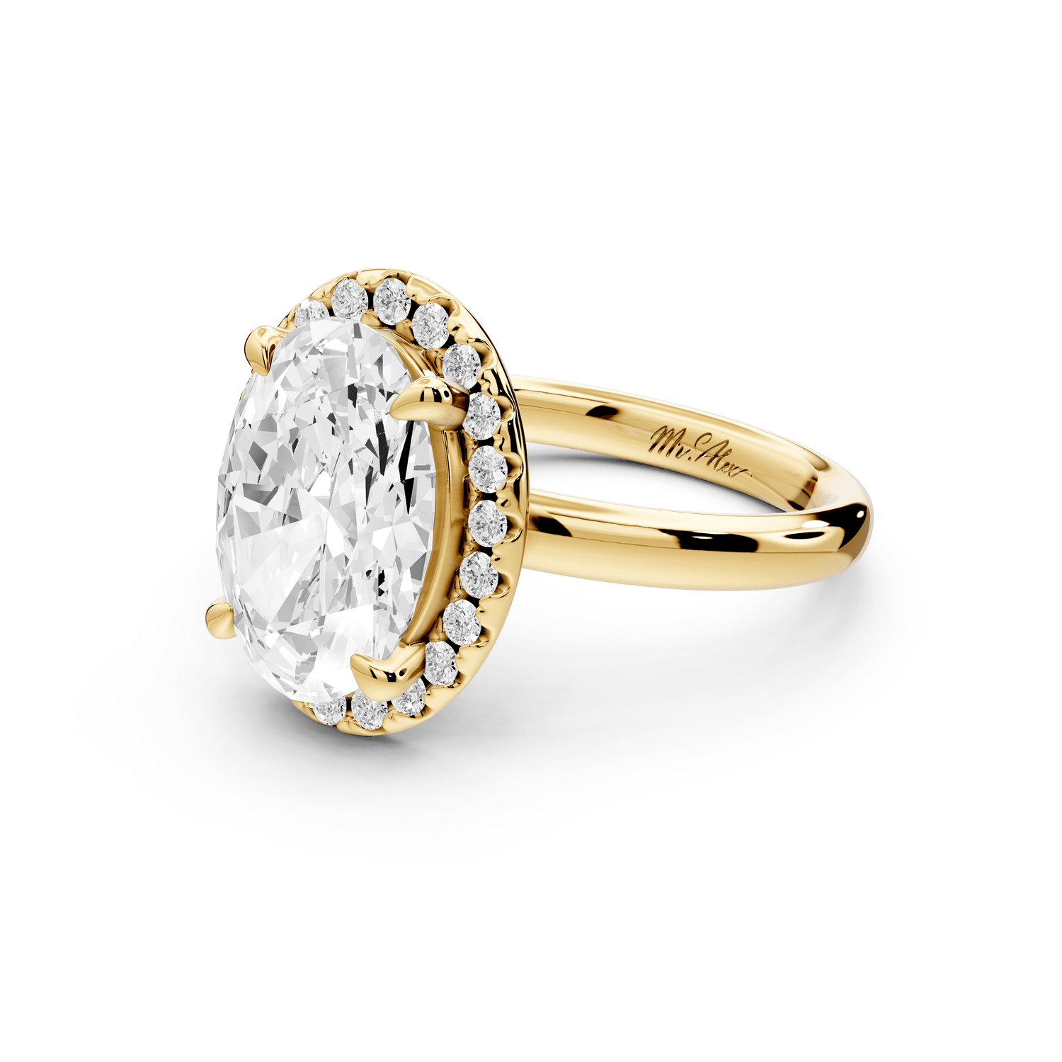 Eliana - 3ct 18k yellow gold oval diamond with halo engagmennt ring - Mr. Alex Jewelry