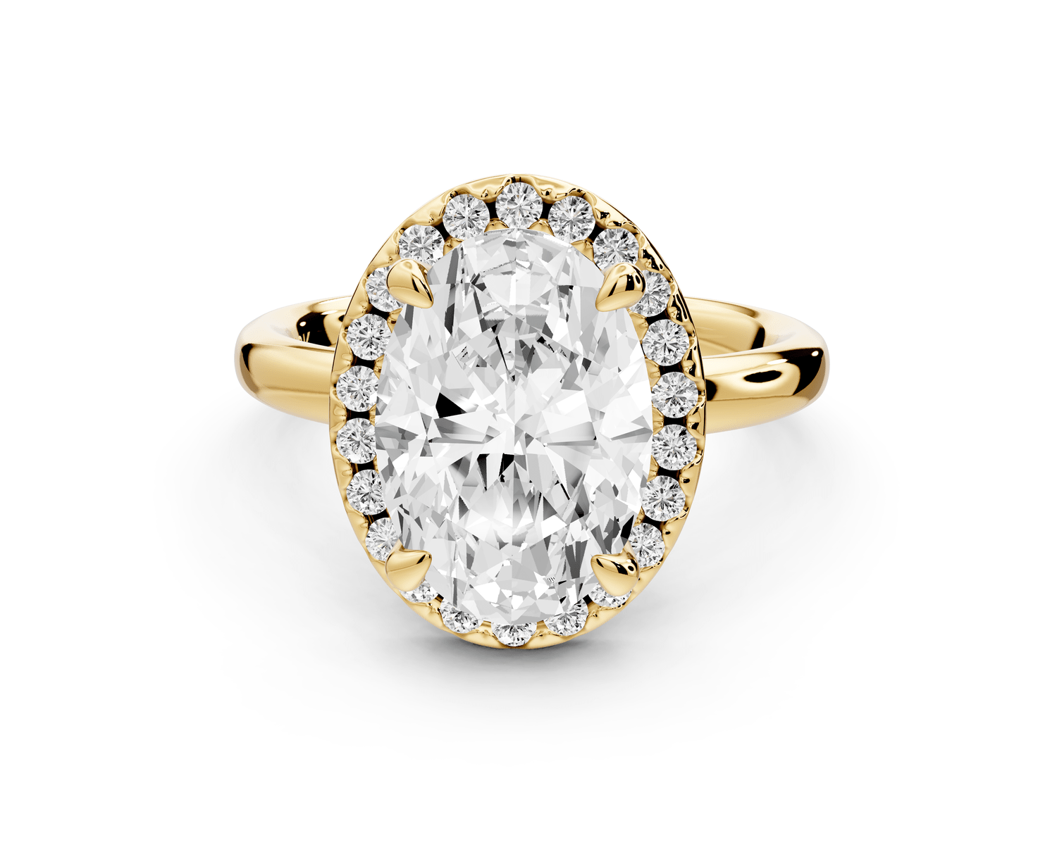 Eliana - 3ct 18k yellow gold oval diamond with halo engagmennt ring - Mr. Alex Jewelry